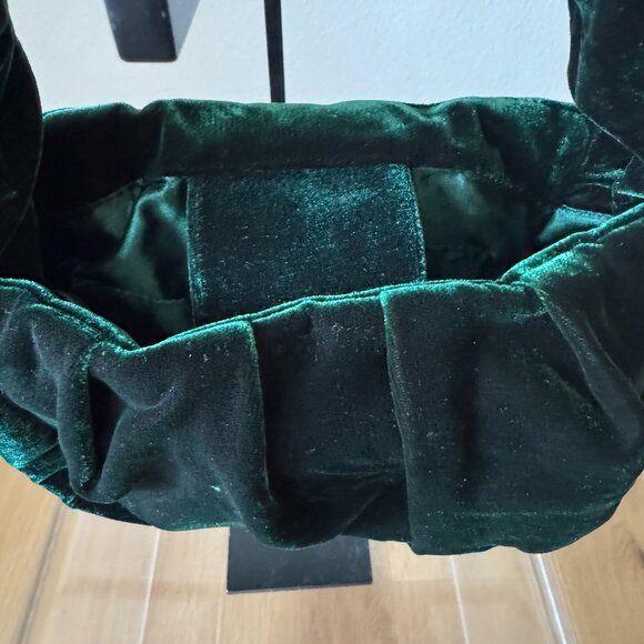 J.Crew Velvet Double Knot Handbag Old Forest Emerald Green NWOT - Picture 7 of 10